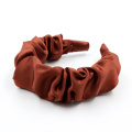 UNIQ Wholesale Customize High-end Silk/Leather Pleated Ruffled Satin Headband Fall Hair Chain Accessory Wrinkle Hairbands